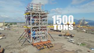 PhilippinesRavago 1500 Tons Refinery Module LoadoutSPMT SPT Multiaxle Cranes Rent Hire [upl. by Godiva]