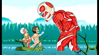 Eren founding attack titan Armored titan vs Colossal titan Funny Animation  Drawing cartoon 2 [upl. by Brass]