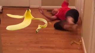 Teenagers learn that yes banana peels are actually slippery [upl. by Imotih]