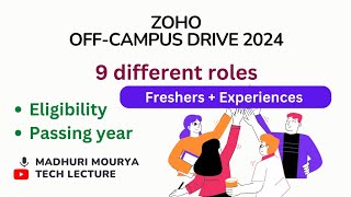 Zoho OffCampus Drive 2024  Zoho hiring for 9 different roles techlecture [upl. by Lawrenson]