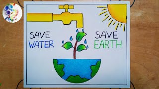 save water save earth drawing 🌍 video viralvideo drawing [upl. by Trelu]