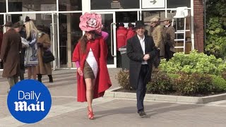 Revelers attend Ladies Day fashion at the Cheltenham Festival [upl. by Eicyak]