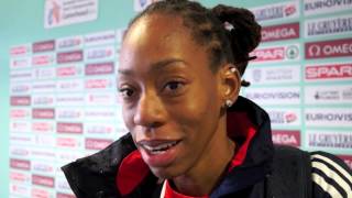 Shara Proctor GBR after her third place in the long jump at Gateshead 2013 ETCH [upl. by Leonore425]