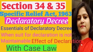 Section 34 amp 35 Specific Relief Act 1963  what is Declaratory Decree  effect of Declaratory Decree [upl. by Gridley]