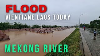 Flood at Mekong RiverSide  Vientiane Laos Today 14 Sept 2024  Annasor Travels [upl. by Rimhsak]