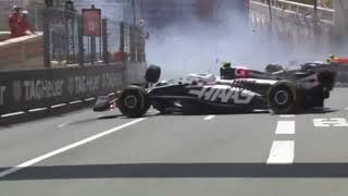 Sergio Perez HUGE Crash Including Magnussen amp Hulkenberg  Monaco Grand Prix 2024 [upl. by Nathalia595]