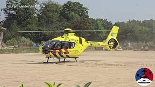 Brownout takeoff PHLLN H135 Lifeliner 3 after a accident at Laren [upl. by Butcher]