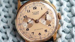 CRISP Titus Geneve 18k rose gold chronograph  Landeron 48  1950s [upl. by Nemrak473]