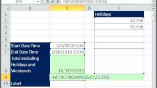 Excel Magic Trick 533 DateTime Calculation excluding Holidays amp Weekends [upl. by Crespi476]