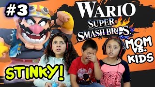 MOM vs KIDS  Super Smash Bros 4 Wii U  SO STINKY w Wario Foe Battle Part 3 FACE CAM [upl. by Hoebart]