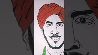 Bhagat Singh drawing with colour [upl. by Eeslek822]