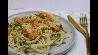 Shrimp Scampi Pasta withou Wine باستا سكامبي بالجمبري [upl. by Anwahsak801]