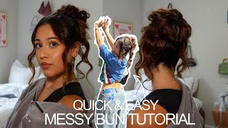 QUICK amp EASY MESSY BUN TUTORIAL [upl. by Nagaek]