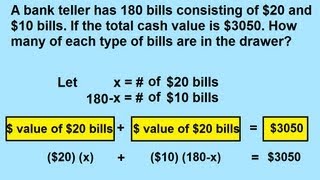 Algebra  Word Problems With Money [upl. by Emmeram]