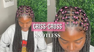 CrissCross Rubberband Knotless  Full Detailed Tutorial [upl. by Neom]