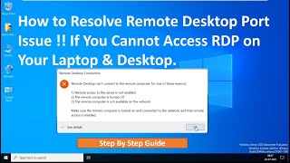 How to Resolve Remote Desktop Port Error  If You Cannot Access RDP on Your Laptop amp Desktop [upl. by Nimra]