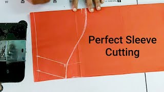 Perfect sleeve cutting with measurement for blouse Easy sleeve cutting for beginners [upl. by Eimrots]