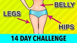 14DAY Legs  Belly  Hips Challenge  Home Exercises [upl. by Gylys]