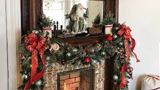 How To Decorate A Mantel For Christmas  Christmas Mantel Garland  Christmas Fireplace Decorating [upl. by Etnauq]