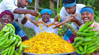 BANANA CHIPS  Kerala Special Nendran Raw Banana Chips  Street Food Snack Recipe cooking in Village [upl. by Annavas]