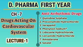 AntiArrhythmic DrugsDrugs Acting on Cardiovascular systemCH7L1Pharm ChemDPharmfirst year [upl. by Lukash]