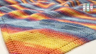 How to Knit a Diagonal Garter Stitch Baby Blanket  Rectangle or Square [upl. by Hardan]