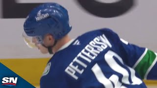 Canucks Elias Pettersson Finishes PowerPlay In Style Vs Flames [upl. by Pantia]