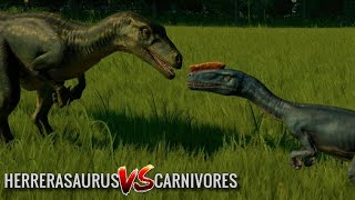 Herrerasaurus vs Proceratosaurus Indoraptor Spinoraptor Velociraptor Troodon Dilo amp Deinonychus [upl. by Ideih]