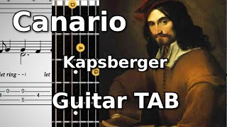 Canario  Kapsberger  1640   Guitar TAB  Score  Tutorial [upl. by Arhoz83]