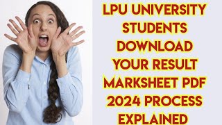 Download Provisional academic transcript 2024 Lpu University Punjab [upl. by Ecirtnas288]