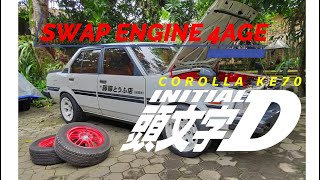 COROLLA DX KE70 quotINITIAL Dquot SWAP ENGINE 4AGE SILVERTOP l GEARBOX 4SPEED GARDAN MITSUBISHI SS [upl. by Mullane]