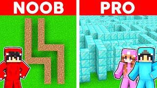 Minecraft NOOB Vs PRO GIANT MAZE BUILD CHALLENGE [upl. by Desirea352]