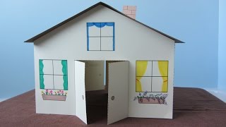 3D Paper House Childrens Craft [upl. by Lenwood804]