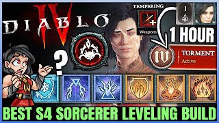 Diablo 4  New Best Sorcerer Leveling Build  Season 4 FAST 1 to 70  Skills Tempering Gear Guide [upl. by Akimehs]