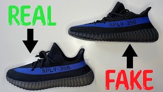 REAL VS FAKE ADIDAS YEEZY BOOST 350 V2 DAZZLING BLUE SNEAKERS [upl. by Ydnelg841]