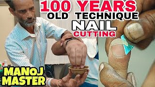 ASMR NAIL CUTTING ART BY MANOJ MASTER  INDIANBARBER OLD SCHOOL BARBERING [upl. by Arreit]