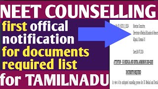 neet counselling 2024 official notification documents required list released for Tamilnadu [upl. by Amilah]