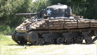 Sherman M4A3 and M4A4 Tanks in reenactment at The Overlord Show 2024 [upl. by Ettigirb]