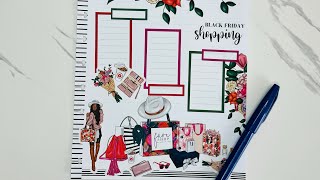 Happy Planner Plan with Me Black Friday Shopping DIY Planning Sheet Custom Insert  Whimsical Fall [upl. by Rexanna]