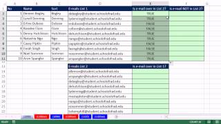 Excel Magic Trick 1098 Compare Two Email Lists with Formula Email In List Not In List [upl. by Joette]