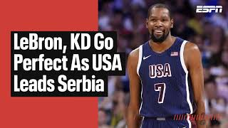 KD LeBron perfect as USA lead Serbia at half 💯 [upl. by Nnylimaj]