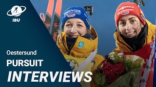 World Cup 2324 Oestersund Women Pursuit Interviews [upl. by Uhile]