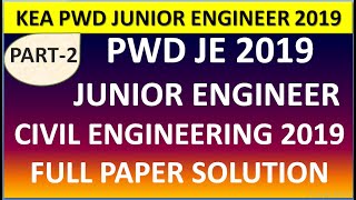 KARNATAKA PWD JUNIOR ENGINEER CIVIL 2019 FULL QUESTION PAPER SOLUTIONPART 2 [upl. by Tiraj]