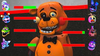 SFM FNaF Hoaxes vs Security Breach WITH Healthbars [upl. by Corvin]