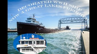 From a decorated WWII ship to a Great Lakes Freighter The Lee A Tregurtha departing Duluth [upl. by Bainbrudge965]