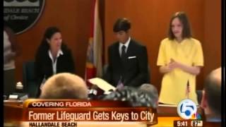 Hallandale Beach honors fired lifeguard [upl. by Ihtac]