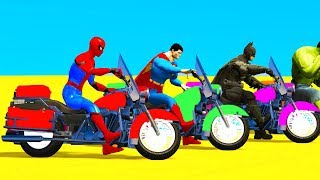 Learn Colors Motorcycles Bikes for Kids w Fun Superheroes Cartoon For Babies Toddlers [upl. by Hibbert]