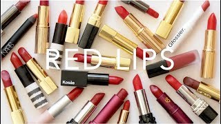 Top 25 Red Lipsticks  Collection and Swatches [upl. by Dibbrun21]