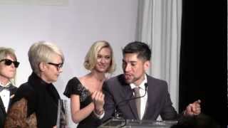 Mikey Koffman and Kimberly Caldwell present award to Planet Salon at LAFW Awards [upl. by Dorrehs720]