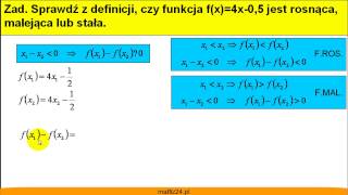 Określ monotoniczność funkcji z definicji  Matfiz24pl [upl. by Perle979]